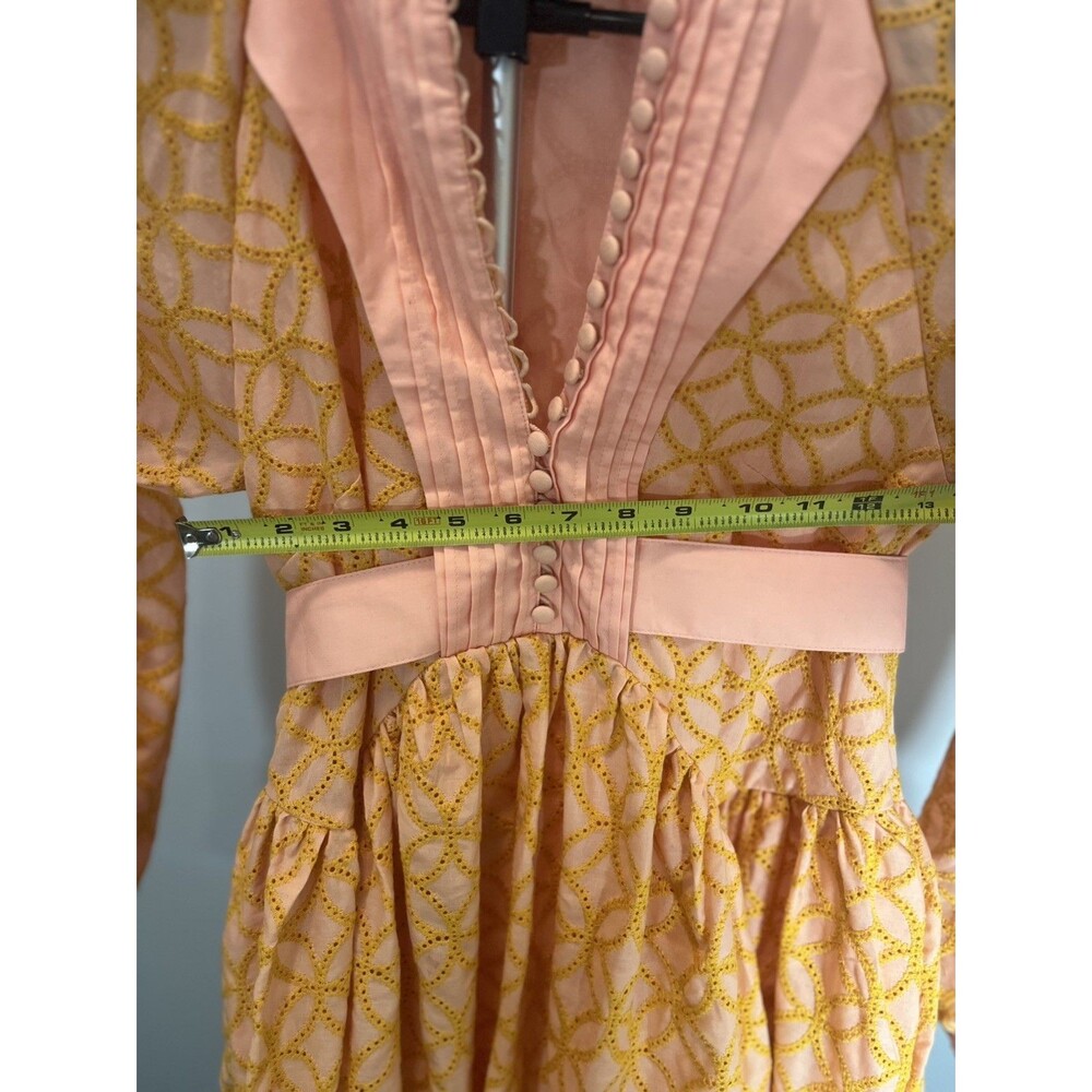 Aofur Knitting  Mini Cotton  Pockets Dress Pink and Orange embroidery- XS - Picture 11 of 12